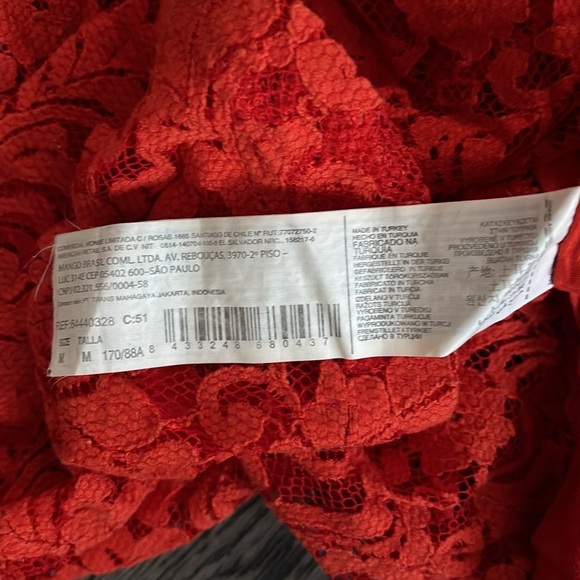 Mango red lace mini dress Sz M - Picture 9 of 10